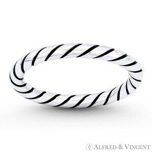 Twist-Rope Stackable Right-Hand Band in Oxidized .925 Sterling Silver - Size 6